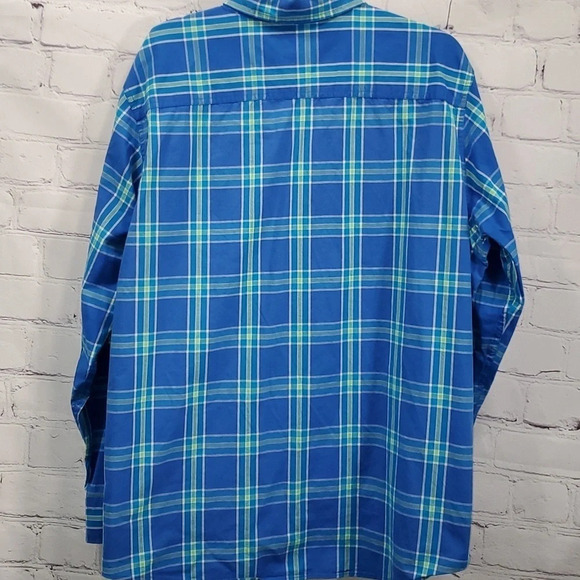 Chaps Button Down Shirt Men XL Stretch Poplin Green Blue Plaid Size XL - Picture 7 of 7